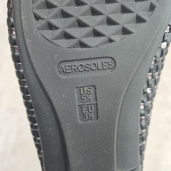 Aerosoles Preppy Loafer Black Silver Woven Slip On Comfort Flat Shoes Size 5.5 - Picture 10 of 11